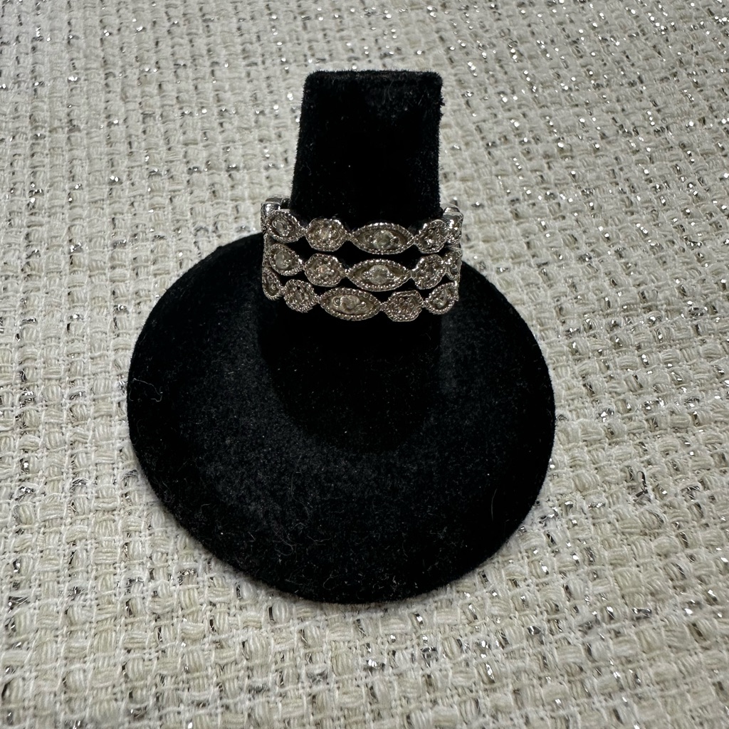 Stella & Dot Silver-Tone Pave Stackable Ring Set